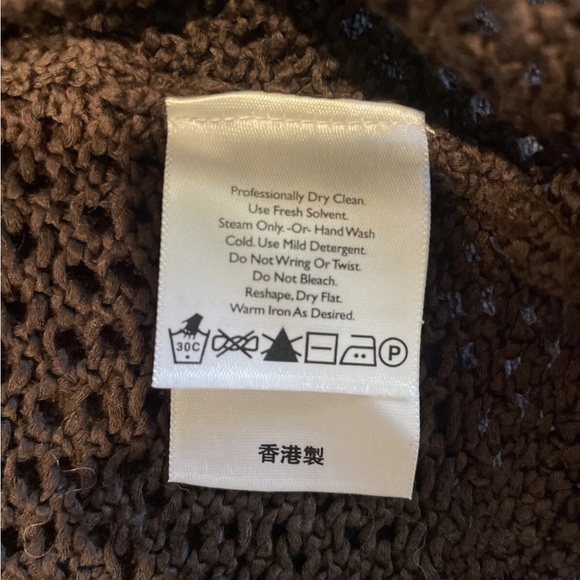 Eddie Bauer Brown Cardigan Sweater Open-Weave Crochet women’s S - Picture 6 of 9